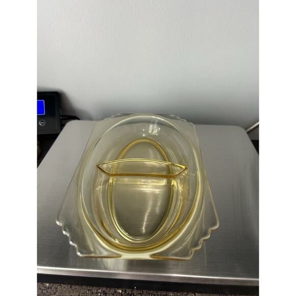 Fostoria Mayfair Relish Dish 2 Part 9” Long Yellow Topaz Vintage Candy Trinket - Picture 15 of 15